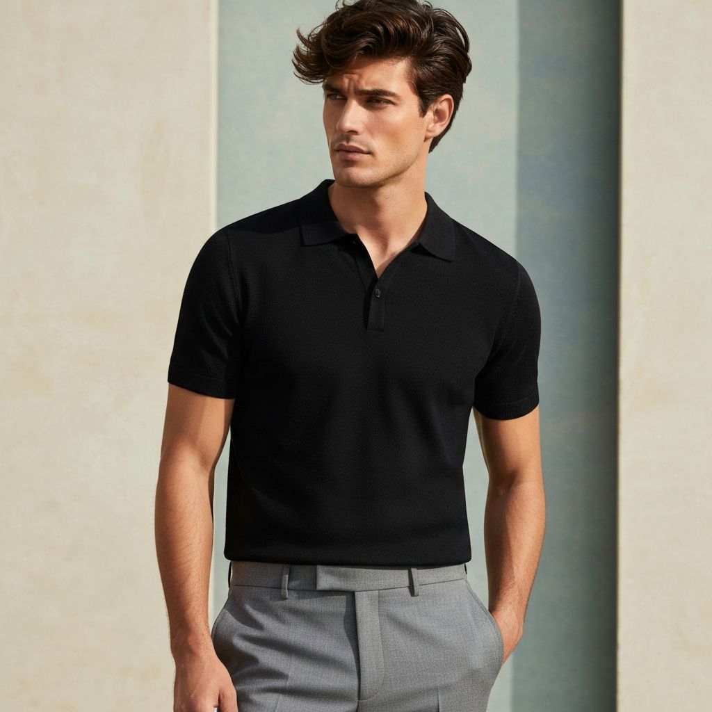 Polo Dệt Kim Đen