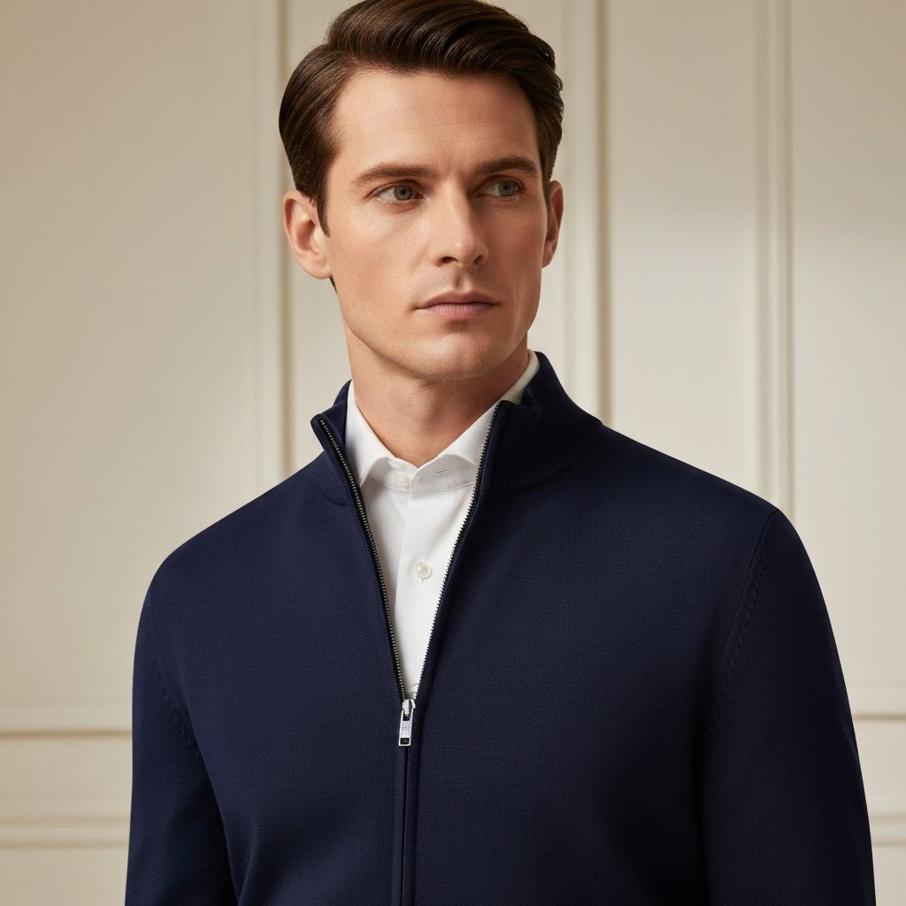 Collar Zip Jacket - Navy